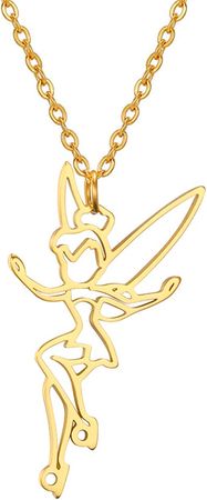 Amazon.com: EUEAVAN Princess Wendy Tinkerbell Pendant Necklace Fairy Pixie Angel Trendy Exquisite Magical Dancer Ballet Choker Jewelry Fairy Tale Quote Girls Women Teens (gold): Clothing, Shoes & Jewelry
