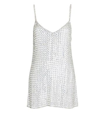 Retrofête Holland Crystal-Embellished Gauze Mini Dress in white | INTERMIX®