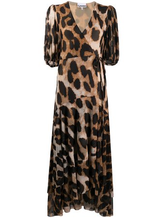 Vestido cruzado con estampado de leopardo GANNI - Compra online - Envío express, devolución gratuita y pago seguro
