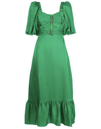 Women's Green Crystal-embellished Cut-out Dress