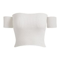 Off Shoulder Ribbed Tee White