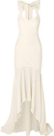 Claudette Bow-detailed Stretch-crepe Gown - Ivory