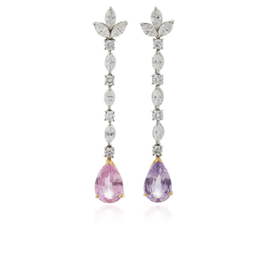 Bayco One-of-a-Kind Pink & Purple Sapphire Diamond Earrings