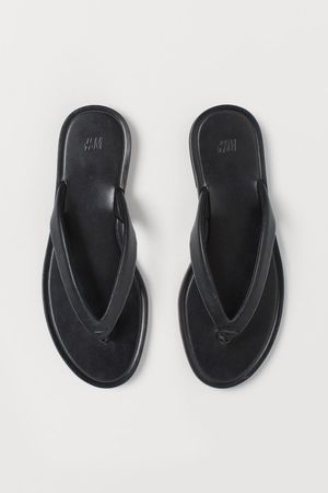 Leather flip-flops - Black - Ladies | H&M GB