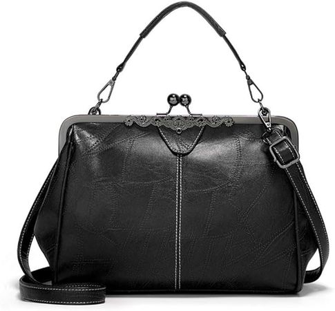 Segater® Women Retro Hollow Oil Wax PU Leather Handbag Kiss Lock Crossbody Purse Vintage Messenger Bag Tote: Handbags: Amazon.com