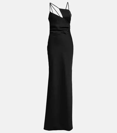 Melva Asymmetric Maxi Dress in Black - The Attico | Mytheresa