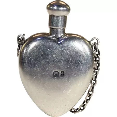 Victorian Sterling Silver Heart-Shaped Perfume Bottle Pendant : Victoria Sterling | Ruby Lane