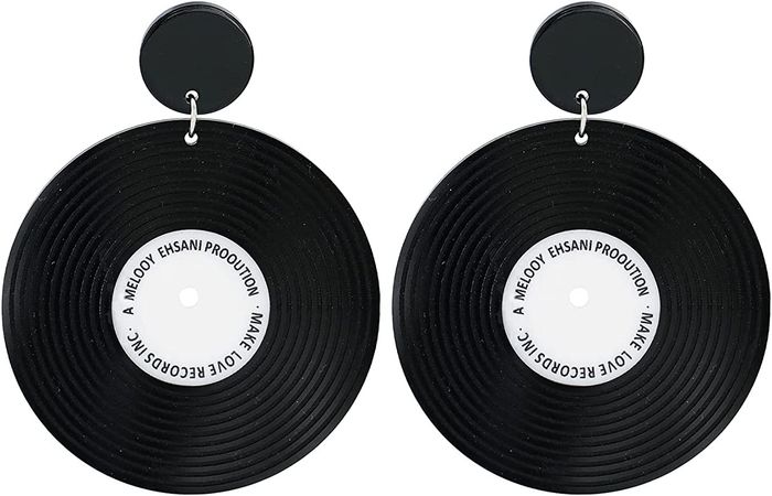 Amazon.com: Old School Vinyl Records Dangle Earrings, 1950's Rock 'N' Roll Women's Vinyl Record Earrings for Retro 50's Disco Party Statement Jewelry (A black): Clothing, Shoes & Jewelry