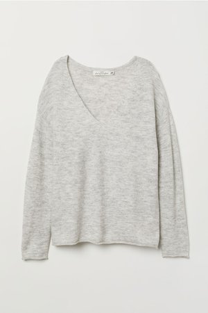 V-neck Sweater - Light gray melange - Ladies | H&M US