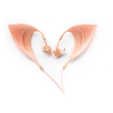 Urbun Elf Earbuds Headphones - Elegant Elves Ear Design Ultra-Soft Corded Earphone Perfect Sound Quality Fairy's Adorable Cosplay Headset Spirit Costume accessories