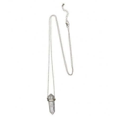 quartz pendant silver necklace