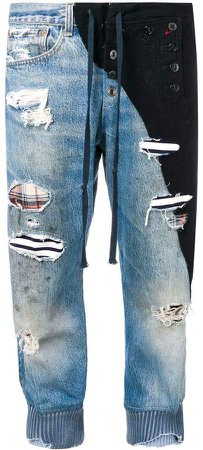 two-tone cropped jeans