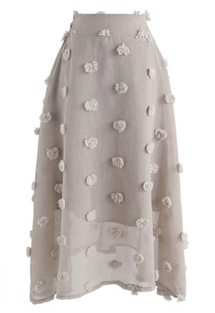 Cotton Candy Sheer 3D Flower Skirt in Taupe - Retro, Indie and Unique Fashion