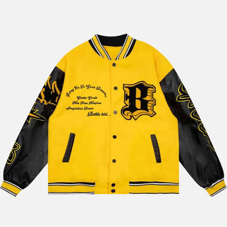 yellow varsity jacket