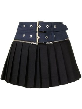 short black skirt with blue belts
