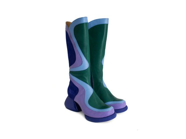 Warhol - Blue/Green | Multi leather boot | Fluevog Shoes