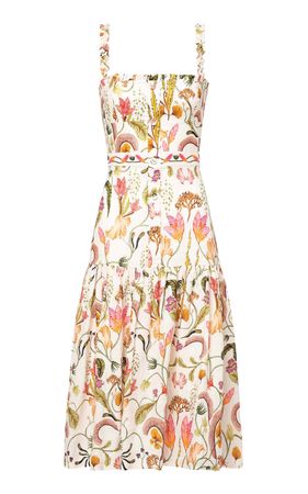 Nispero Embroidered Floral Cotton Midi Dress By Agua By Agua Bendita | Moda Operandi