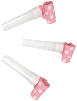 Party Horn Blower 10pcs Polka Dot Baby Pink