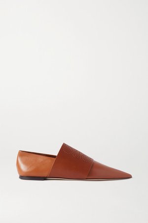 Perforated Leather Loafers - Tan