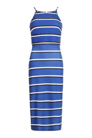 Striped High Neck Double Layered Maxi Dress | boohoo