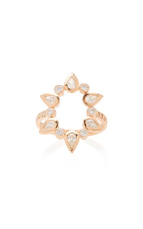 14K Rose Gold Diamond Open Circle Ring by Jacquie Aiche | Moda Operandi
