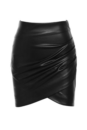 'Ignite' Black Draped Vegan Leather Mini Skirt - Mistress Rocks