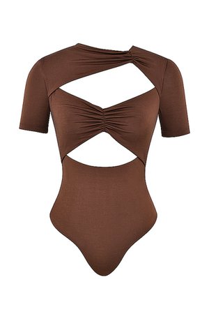'Honor' Chocolate Jersey Cutout Bodysuit - Mistress Rock