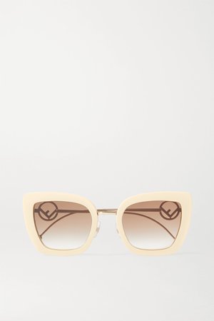 Ivory Cat-eye acetate and gold-tone sunglasses | Fendi | NET-A-PORTER
