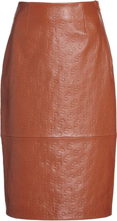 Saks Potts Bill Logo-Embossed Leather Midi Skirt