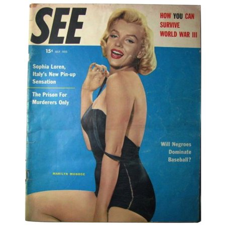 Vintage 1955 See Magazine Marilyn Monroe Cover Sophia Loren Pin Up : Utiques Antiques | Ruby Lane