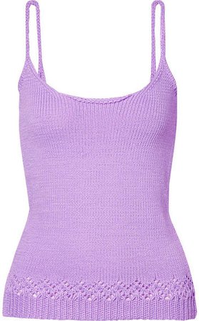 Les Rêveries - Neon Pointelle-trimmed Knitted Tank - Lilac