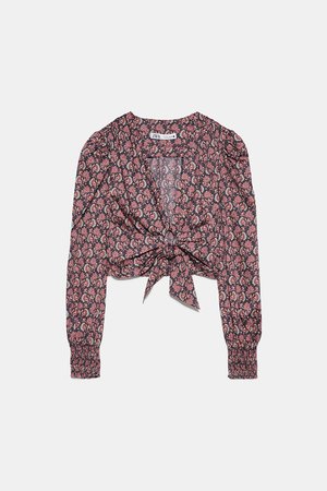 PRINTED BLOUSE WITH KNOT | ZARA United States