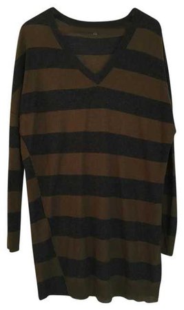 Vince Olive Striped Sweater/Pullover Size 6 (S) - Tradesy