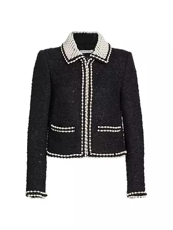 Shop Alice + Olivia Kidman Pearl-Embellished Boxy Jacket | Saks Fifth Avenue