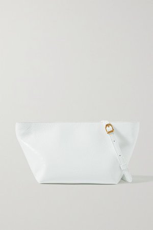 Adeline Crinkled Patent-leather Shoulder Bag - White