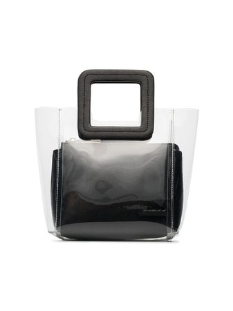 Staud Clear And Black Shirley Mini PVC And Leather Tote - Farfetch