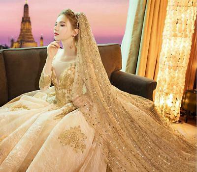 Gold Luxury All Beaded Cathedral Wedding Bridal Veil Church Bride Hair Accessory | eBay