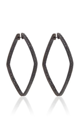 Black Diamond Diamond Shape Hoop Earrings by Ofira | Moda Operandi