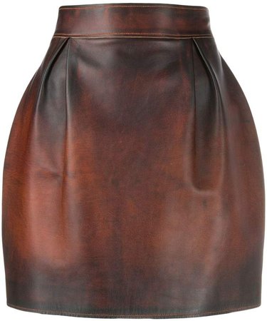 distressed leather skirt