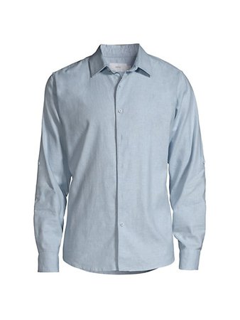Shop Onia Stretch Linen Roll-Sleeve Shirt | Saks Fifth Avenue