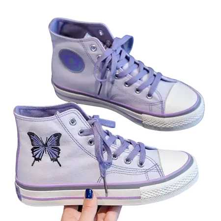 Purple Butterfly Sneakers - Shoptery