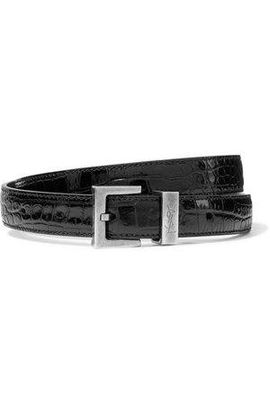 SAINT LAURENT | Croc-effect leather belt | NET-A-PORTER.COM