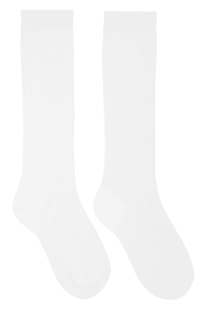 FENDI White Cotton Macramé Socks