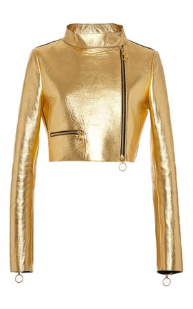 Gold Cropped Leather Jacket by Fausto Puglisi | Moda Operandi