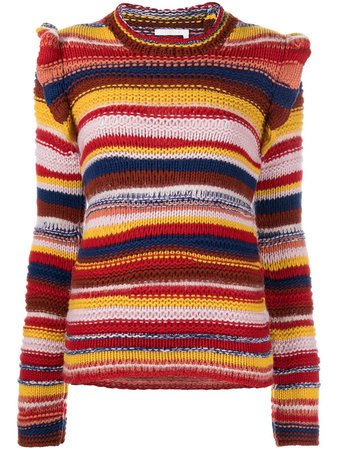 Shop Chloé striped ruffle jumper with Express Delivery - FARFETCH