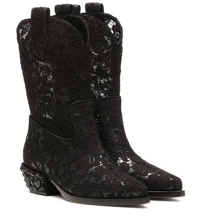 Dolce & Gabbana - Lace cowboy boots | Mytheresa