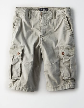 AE Ne(X)t Level Longer Length Cargo Short, Silver | American Eagle Outfitters