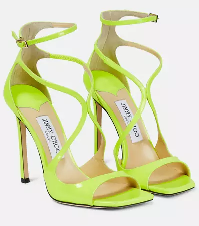 Azia 110 Patent Leather Sandals in Yellow - Jimmy Choo | Mytheresa