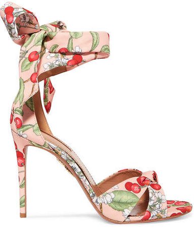 All Tied Up Printed Canvas Sandals - Pink