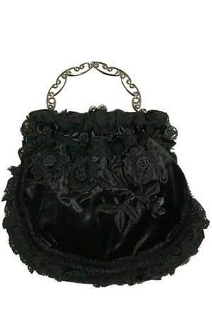 Black Velvet and Rose Evening Purse Bag | Gothic Accessories